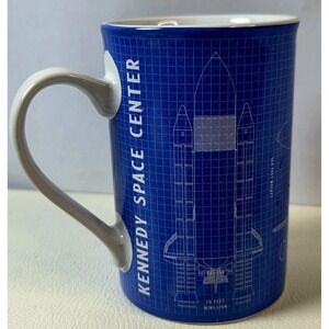 VTG RARE Blue Kennedy Space Center Mug Space Shuttle Mug 4 .5 in Tall,COLLECTABL